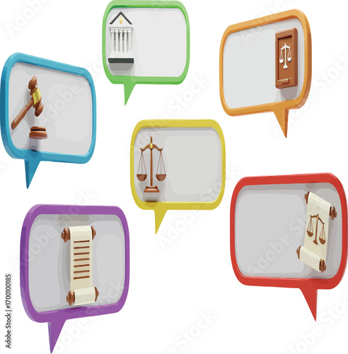 vector, illustration, chat bubble with lawyer theme, justice, court, transparent background