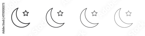 Moon icons for graphic and web design.