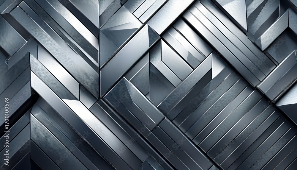 geometric pattern metallic abstract silver texture modern design reflective sharp edges contemporary background art angular surface shiny industrial mosaic creative stylish seamless digital