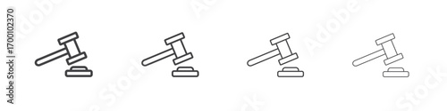 Gavel icons for graphic and web design.