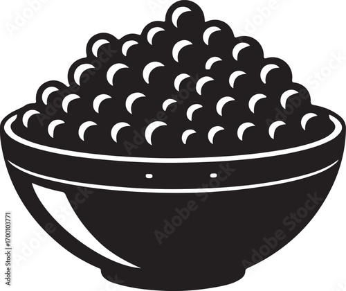 Abundant Bowl of Spheres in Black and White Vector Illustration for Various Uses