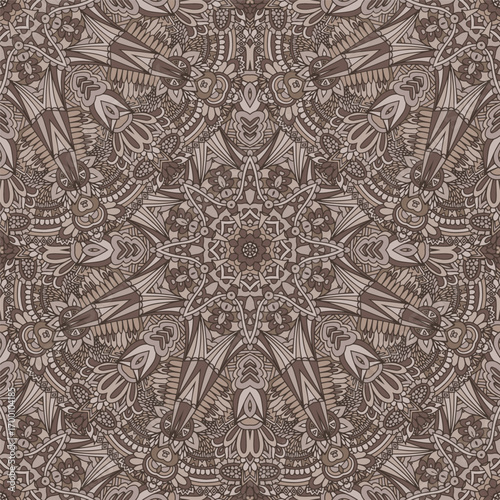 Abstract vintage textile ethnic seamless pattern ornamental. Vector tribal art background. Fractal repeating texture.