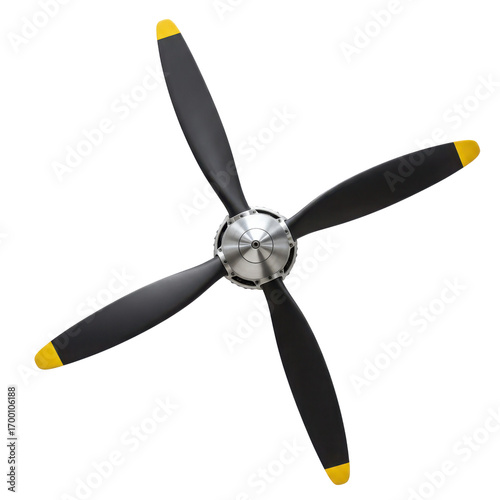 Airplane propeller with five blades  isolated PNG with Transparent Background