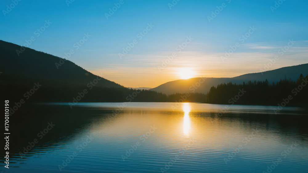 Fototapeta premium sunrise over the lake