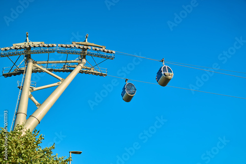 Photography cable car cabins across the river