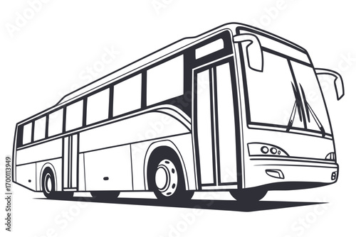 Stylized line art illustration of a modern passenger bus