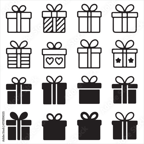 Colorful set of vector gift boxes for Christmas birthday and holiday celebrations