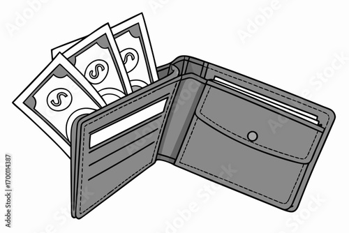 Open wallet filled with cash and cards