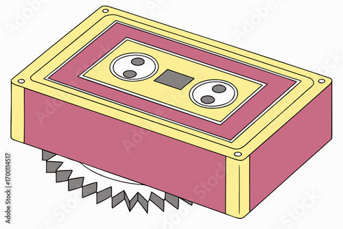 Retro cassette tape with pink and yellow design
