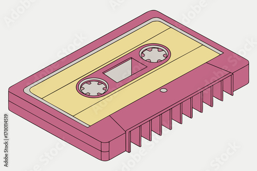 Retro cassette tape with pink and yellow design