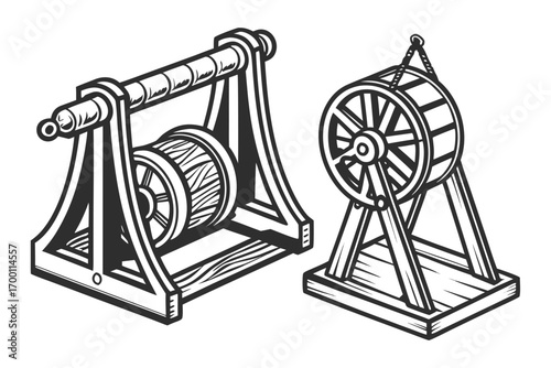 Vintage lottery machines and ancient devices