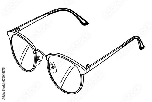 Minimalist line art drawing of modern eyeglasses