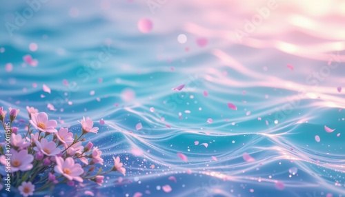 aqua lavender flow theme with gentle turquoise with pastel purple glow, misty ocean aqua fade, tiny pastel sparkles, wide dreamy panorama, romantic and radiant