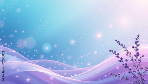 aqua lavender flow theme with gentle turquoise with pastel purple glow, subtle aqua to purple gradient, floating lavender sparkles, wide dreamy panorama, airy and refreshing