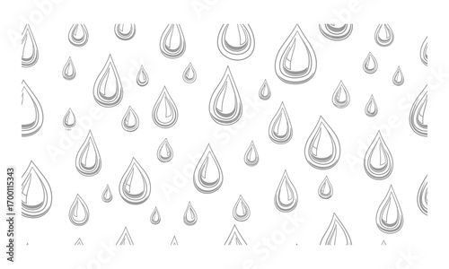 Water drop pattern isolated on white background, creating a refreshing and clean design element for various creative projects and backgrounds