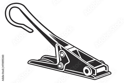 Black and white illustration of a metal latch