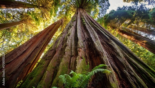 Giant Redwood Bark Texture Featuring A Lush Forest With Tall Trees And Vibrant Grass For Nature Exploration