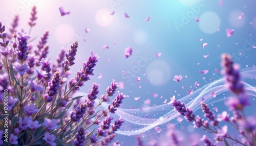 aqua lavender flow theme with mint aqua blended with lilac mist, romantic purple aqua glow, delicate aqua dust, floating lavender perspective, airy and refreshing