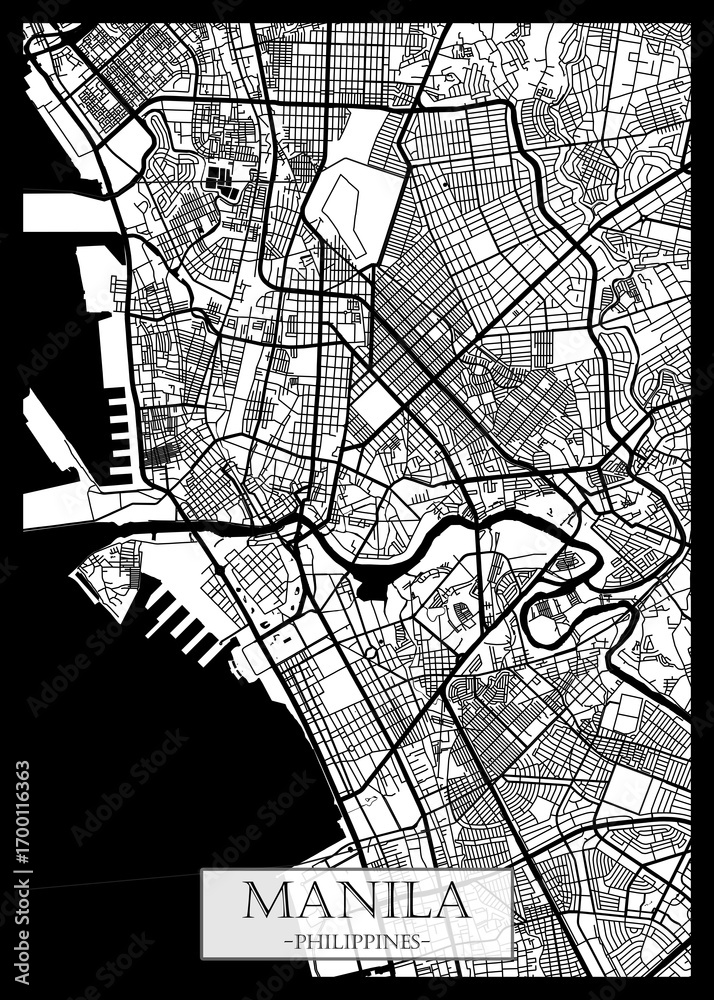 Naklejka premium Manila Philippines City Street Map. colorful city paint, watercolor paint background, business urban abstract modern hand paint, abstract city banner