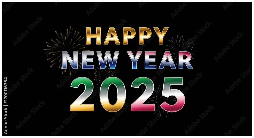 Fototapeta premium Happy New Year 2025 Colorful Greeting Card.