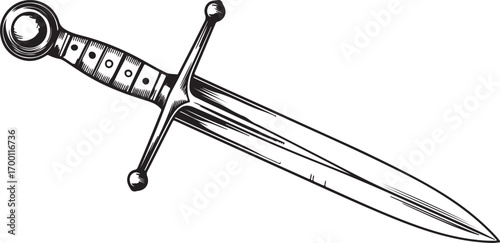 Dagger Silhouette Vector Illustration for Medieval Weaponry and Historical Themes