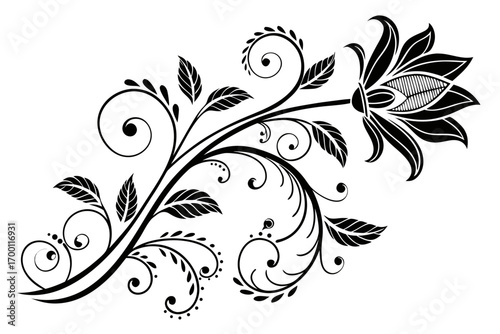 Elegant black and white floral swirl design