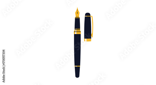 Elegant fountain pen with gold nib and cap ready for writing beautiful prose on paper