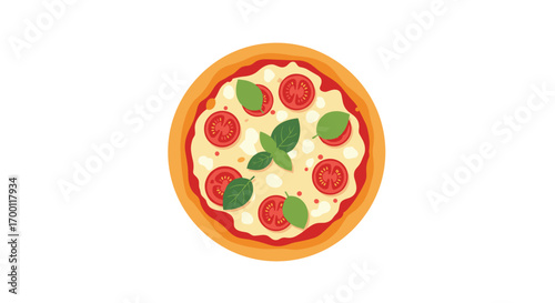 Delicious margherita pizza topped with fresh tomatoes mozzarella cheese and basil leaves a classic italian dish