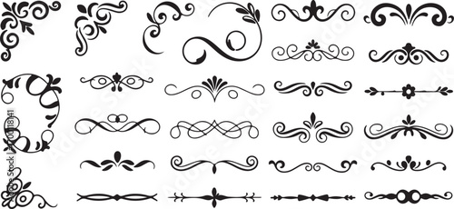Elegant Flourishes and Dividers Collection Ornamental Decoration Elements Vector Set