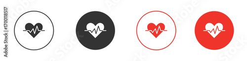 Heartbeat icon symbol in black. icon design vector stock
