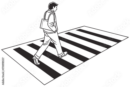 Man walking across a pedestrian crossing