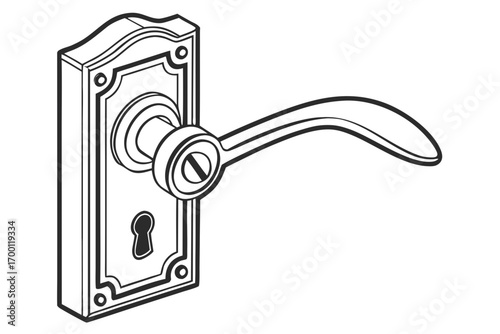 Classic door handle with keyhole illustration
