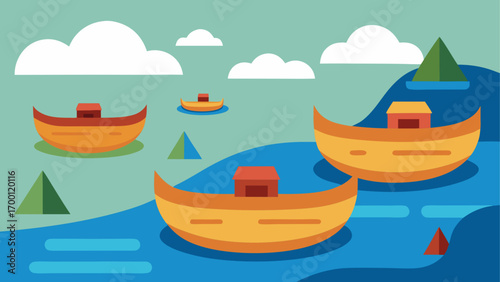 Illustration of boats on the water scene