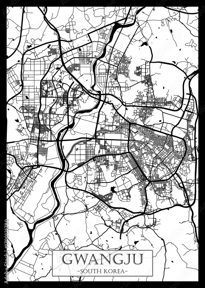 Obraz premium Gwangju South Korea City Street Map. colorful city paint, watercolor paint background, business urban abstract modern hand paint, abstract city banner