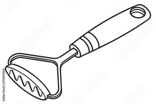 Simple line drawing of a potato masher kitchen utensil