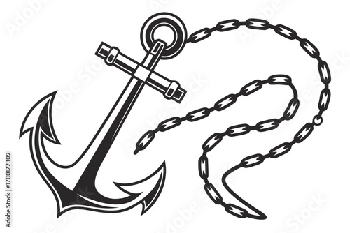 Nautical anchor and chain illustration