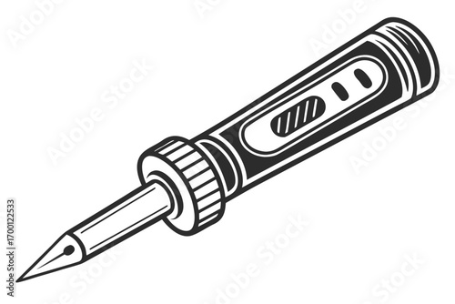 Stylized illustration of a soldering iron tool