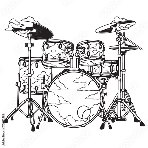 Cloud Pattern Drum Kit Outline