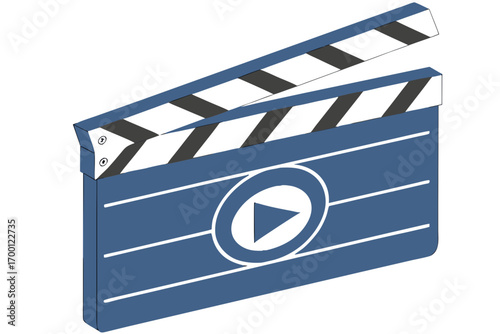 Blue clapperboard with play button icon