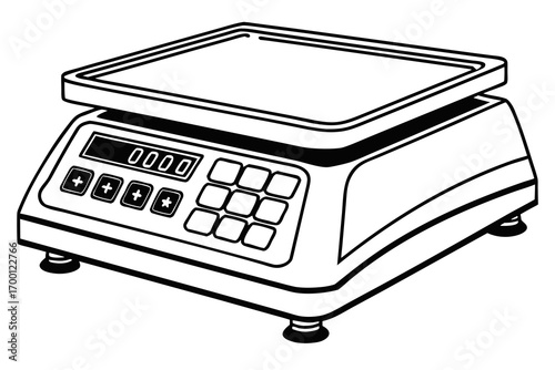 Digital weighing scale with digital display and buttons