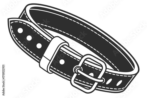 Classic leather dog collar with buckle and stitching
