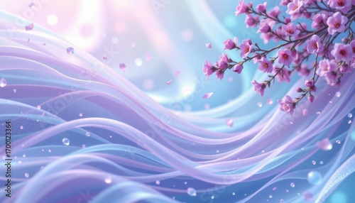 aqua lavender flow theme with icy aqua tones with muted lavender, floating aqua haze transition, transparent pastel overlay, macro aqua lavender glow, peaceful and elegant