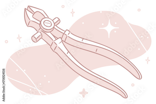 Stylized illustration of jewelry pliers with sparkles
