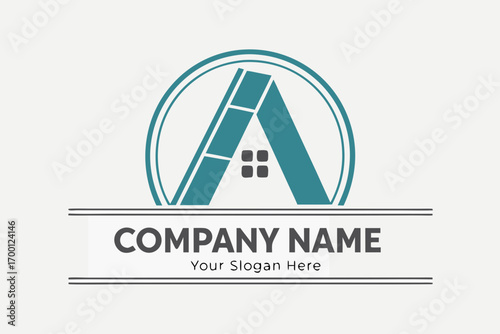 Modern teal letter a house logo design