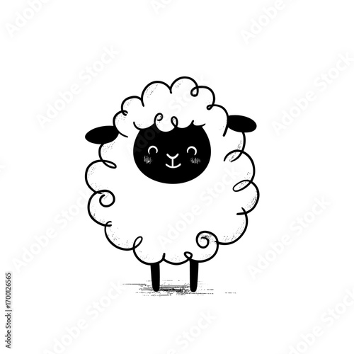 lamb. lamb simple black and white line art vector logo