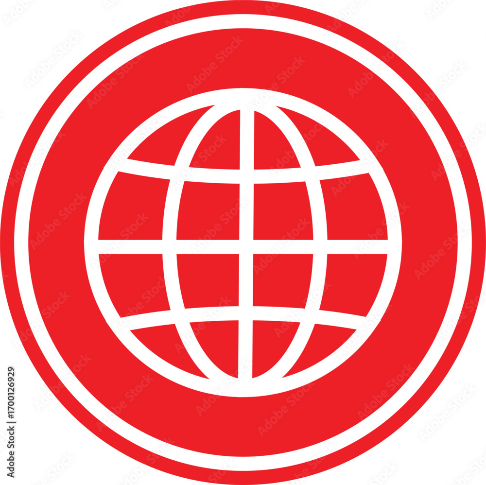 Obraz premium globe icon on red button