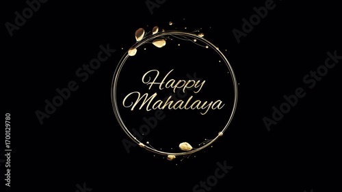 Happy Mahalaya Golden Text Animation Isolated on Transparent Background
