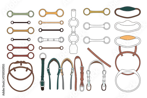 Silhouette Line Art, Horse Tack, Saddles, Reins, Riding Gear, Equestrian Equipment, Accessories, Vector Illustration, Outline Artwork, Horse Riding Design