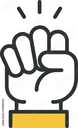 Minimalist line art fist knocking symbol icon alert notification urgent action concept .eps