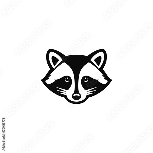 Raccoon head vector. Cute animal sign 